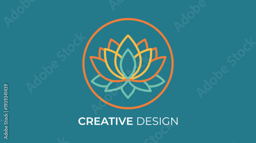 The image showcases a creative logo design featuring a lotus flower, symbolizing purity, beauty, and creativity, presented in a modern and vibrant color scheme for businesses.