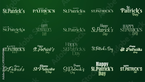 St Patricks Day happy greeting text typography. set of st. patrick's day text calligraphy 
