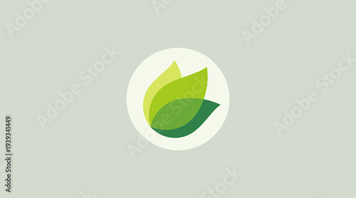 This minimalist design showcases a stylized green leaf emblem, symbolizing eco-friendliness, sustainability, and a connection to nature, ideal for environmentally-focused brands.