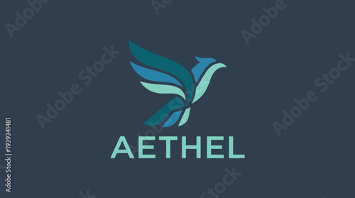 This logo design showcases a stylized bird in soothing blue tones, symbolizing freedom and innovation, ideal for businesses seeking a modern and uplifting image.