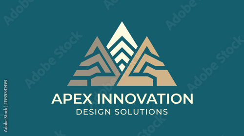 This logo showcases stylized mountain peaks in earthy tones, symbolizing strength and stability, perfect for outdoor or adventure-focused performance brands.