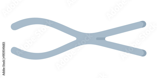 Wishbone design element, flat style, light blue color, symbol of good luck
