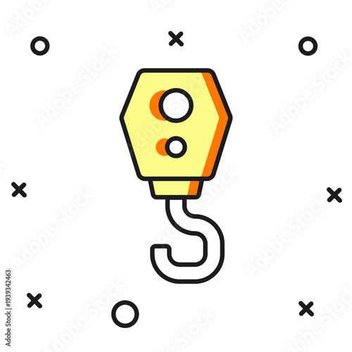 Filled outline Crane hook icon isolated on white background. Industrial hook icon. Flat filled outline style with shadow. Vector