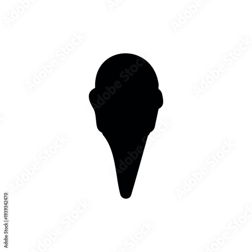 Cone ice cream silhouette vector flat illustration design.