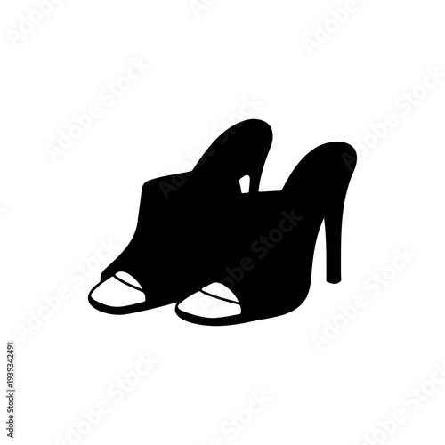 High heel silhouette vector flat illustration design.