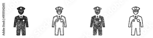 Sketch police officer icon design set