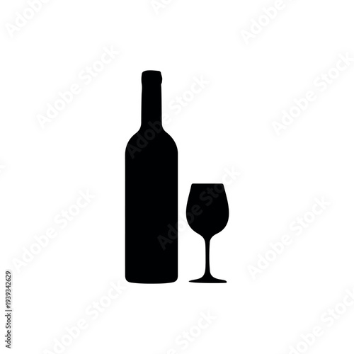 Wine bottle alcohol silhouette vector flat illustration design.