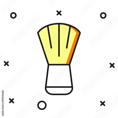 Filled outline Makeup brush icon isolated on white background. Flat filled outline style with shadow. Vector