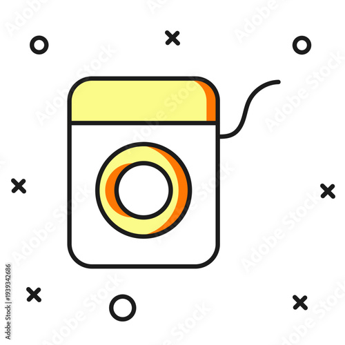 Filled outline Dental floss icon isolated on white background. Flat filled outline style with shadow. Vector