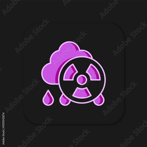 Filled outline Acid rain and radioactive cloud icon isolated on black background. Effects of toxic air pollution on the environment. Flat filled outline style with shadow. Vector