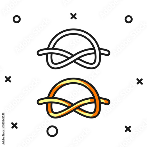Filled outline Nautical rope knots icon isolated on white background. Rope tied in a knot. Flat filled outline style with shadow. Vector