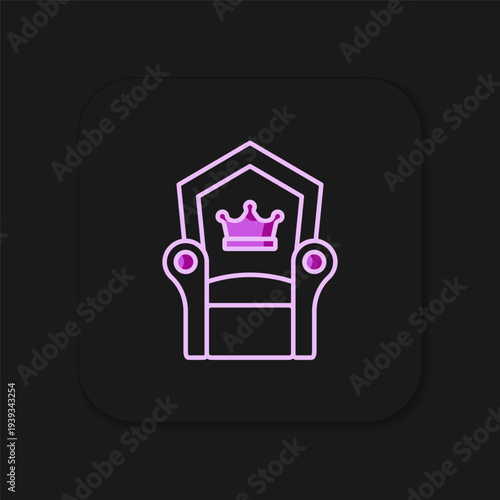 Filled outline Medieval throne icon isolated on black background. Flat filled outline style with shadow. Vector