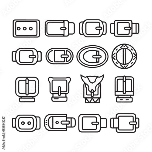 Collection of Belt Buckle Icons in Outline StyleFashion Accessories