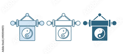 Blue Yin Yang symbol of harmony and balance icon isolated on white background. Vector