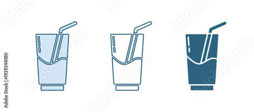 Blue Cocktail and alcohol drink icon isolated on white background. Vector