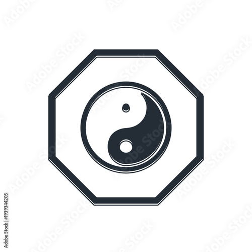 Black Yin Yang symbol of harmony and balance icon isolated on white background. Vector