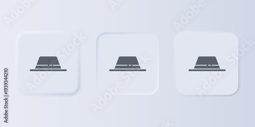 Grey Man hat with ribbon icon isolated on grey background. Set icons in square buttons. Vector