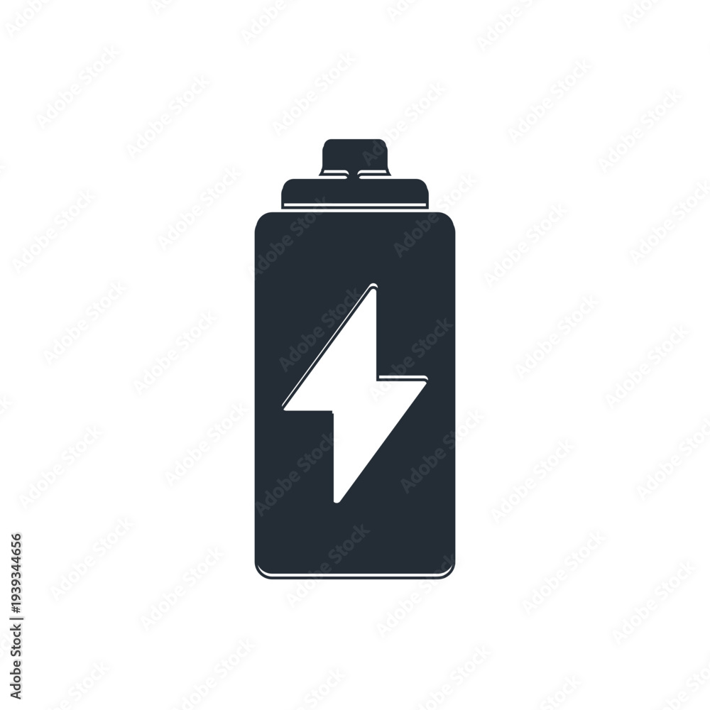 Fototapeta premium Black Battery icon isolated on white background. Lightning bolt symbol. Vector