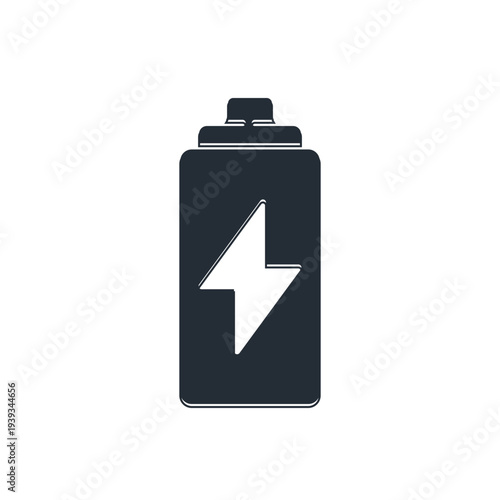 Black Battery icon isolated on white background. Lightning bolt symbol. Vector