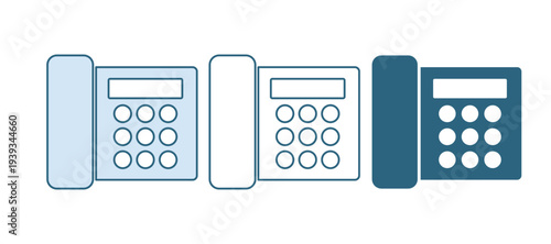 Blue Telephone icon isolated on white background. Landline phone. Vector