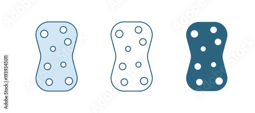 Blue Sponge with bubbles icon isolated on white background. Wisp of bast for washing dishes. Cleaning service logo. Vector