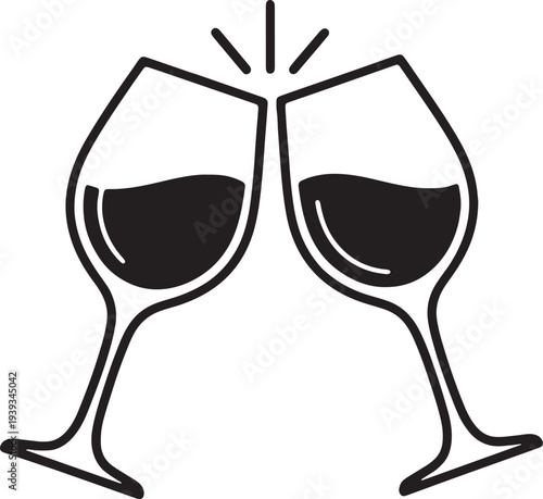 Wine Glass Toast Icon Illustration