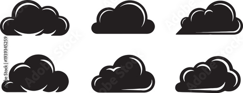 Cloud Weather Icon Silhouette Set Collection