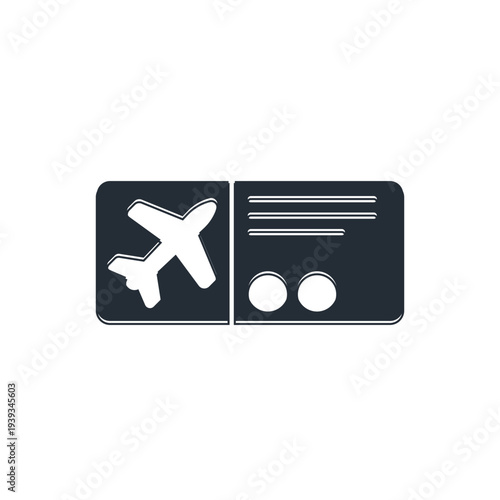 Black Airline ticket icon isolated on white background. Plane ticket. Vector