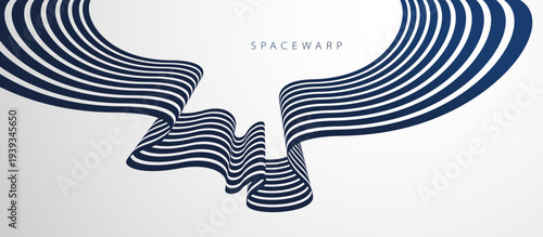 Bent stripes in 3D perspective vector abstract background, curve lines wallpaper abstraction, road speed highway design, minimal graphic design.