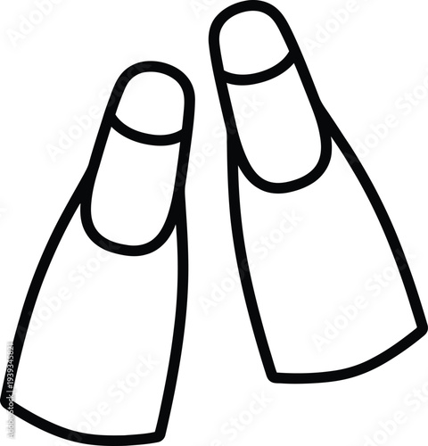Minimalist vector showing a pair of flippers designed for swimming or diving activities