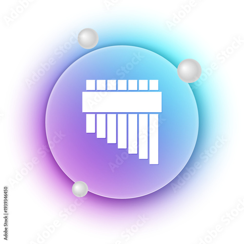 White Pan flute icon isolated on white background. Traditional peruvian musical instrument. Zampona. Folk instrument from Peru, Bolivia and Mexico. Blue and purple gradient circle background. Vector