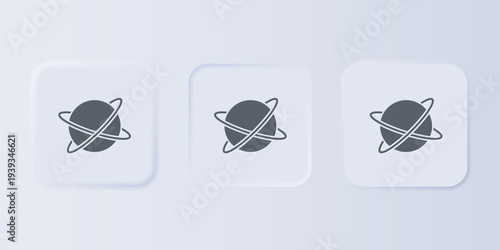 Grey Artificial satellites orbiting the planet Earth in outer space icon isolated on grey background. Communication, navigation concept. Set icons in square buttons. Vector