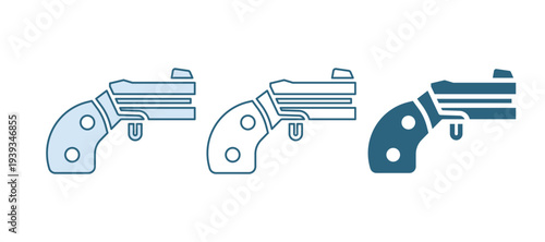 Blue Small gun revolver icon isolated on white background. Pocket pistol for self-defense. Ladies revolver. Spy Weapon. Vector