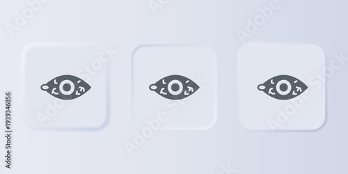 Grey Reddish eye due to viral, bacterial or allergic conjunctivitis icon isolated on grey background. Set icons in square buttons. Vector