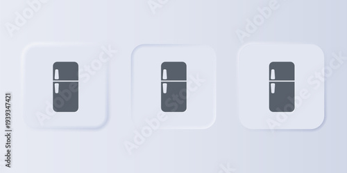 Grey Refrigerator icon isolated on grey background. Fridge freezer refrigerator. Household tech and appliances. Set icons in square buttons. Vector