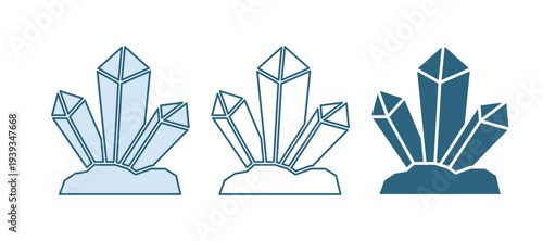 Blue Magic stone icon isolated on white background. Fantasy crystal. Jewelry gem for game. Vector