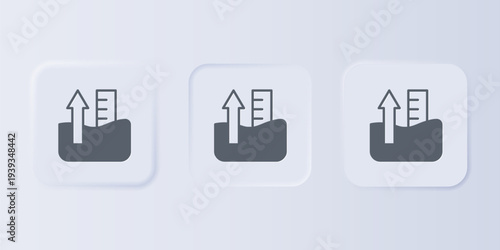 Grey Rise in water level icon isolated on grey background. Set icons in square buttons. Vector
