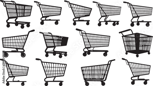 Shopping carts collection isolated on white background flat design vector illustration scalable graphic