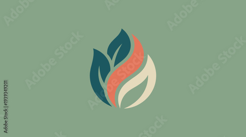 This logo features an abstract composition of leaves with a warm accent color, embodying growth, sustainability, and nature in a modern and artistic approach.