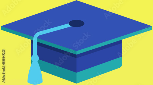 The image features a vibrant, stylized graduation cap design, symbolizing achievement and education, rendered in modern colors for a youthful and fresh appeal.
