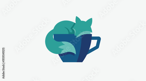 This whimsical illustration showcases a playful fox nestled in a cozy coffee mug, capturing the essence of comfort and warmth in a charming artistic representation.