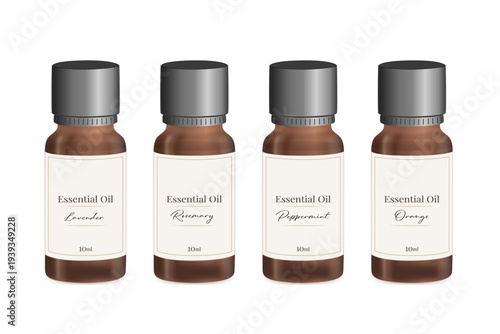 ラベンダー、ローズマリーなどの精油瓶・精油・アロマ・エッセンシャルオイル