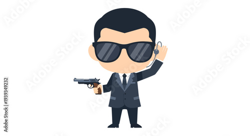 Secret Agent Cartoon Illustration, Vector Style Graphic for Security and Espionage