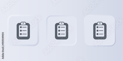 Grey To do list or planning icon isolated on grey background. Set icons in square buttons. Vector
