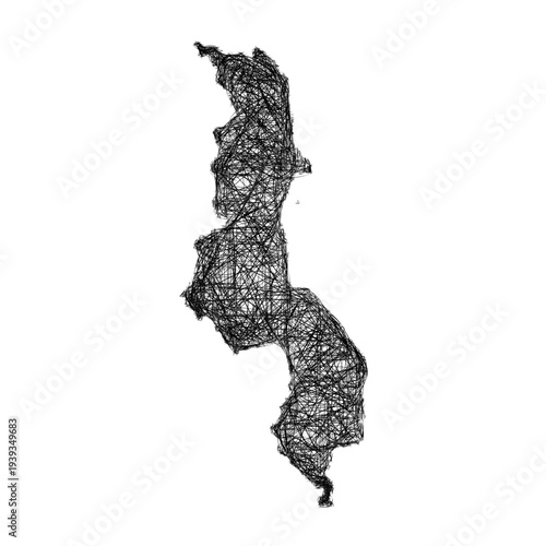Sketch Malawi outline map design