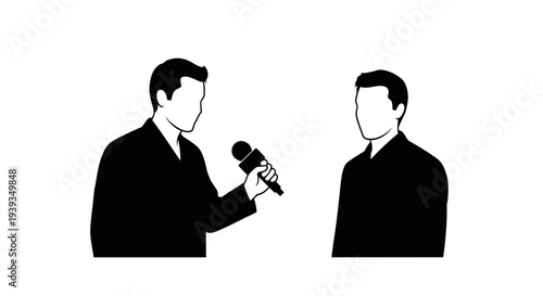 Journalist Interviewing Businessman Silhouette