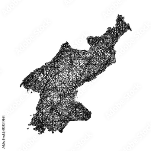 Sketch North Korea outline map design