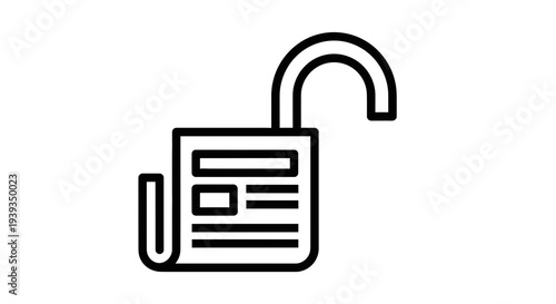 Open Lock Icon with Newspaper Inside - News Access, Information Freedom