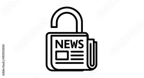 Open Lock with News Icon, Symbolizing Freedom of Information and Open Access to News