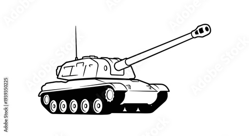 Military Tank with Long Gun Barrel.